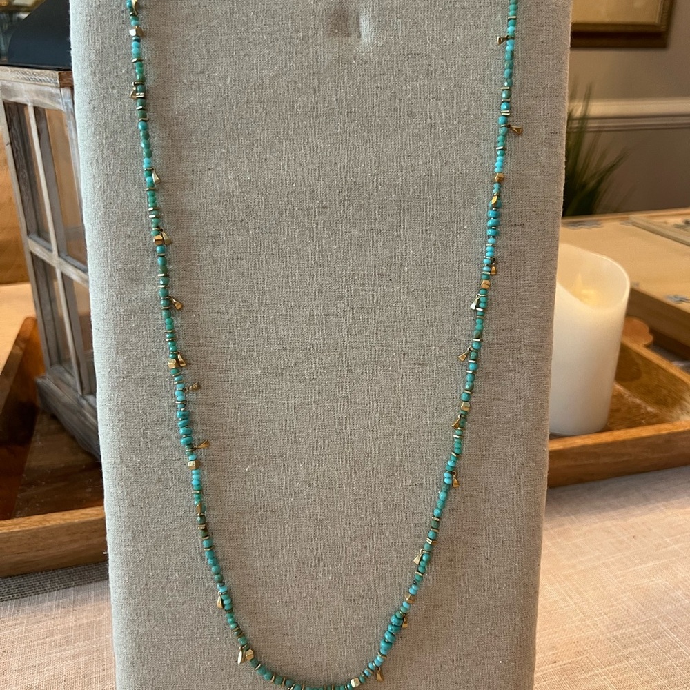 Stella & Dot Turquoise and Gold Beaded versatile Necklace or bracelet - Picture 2 of 6